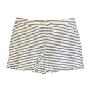 Kenar Women's Chino Shorts Size 2 Blue White Striped Stretch Pockets EUC